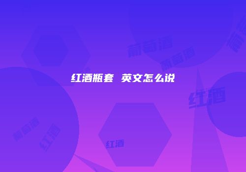红酒瓶套 英文怎么说