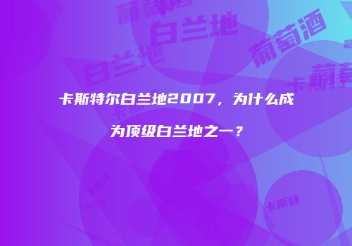 卡斯特尔白兰地2007，为什么成为顶级白兰地之一？