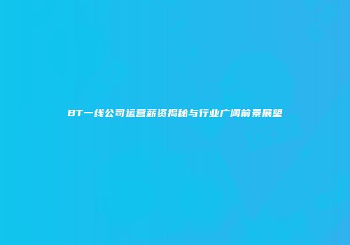 BT一线公司运营薪资揭秘与行业广阔前景展望