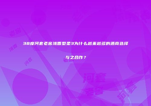 38度河套老窖浓香型柔3为什么越来越多的酒商选择与之合作？