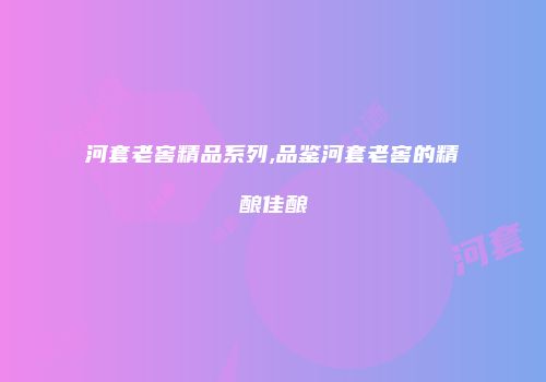 河套老窖精品系列,品鉴河套老窖的精酿佳酿
