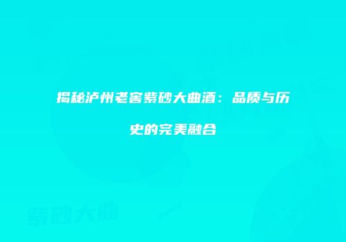 揭秘泸州老窖紫砂大曲酒：品质与历史的完美融合