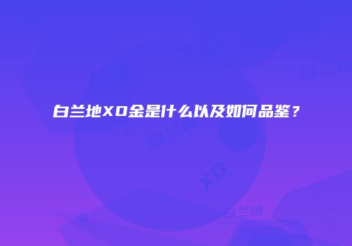白兰地XO金是什么以及如何品鉴？
