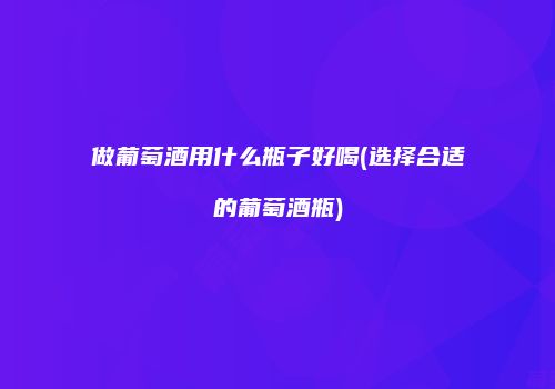 做葡萄酒用什么瓶子好喝(选择合适的葡萄酒瓶)