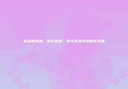 喜结良缘酒：婚礼佳酿，四大亮点引领喜庆氛围