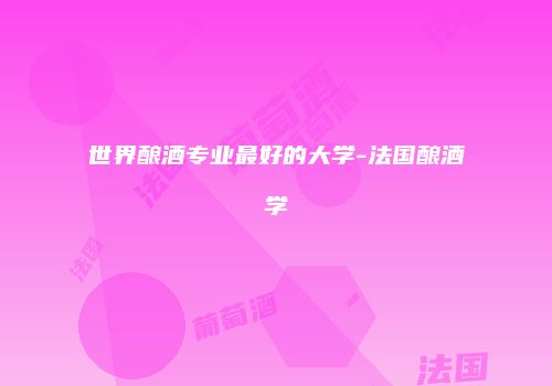 世界酿酒专业最好的大学-法国酿酒学