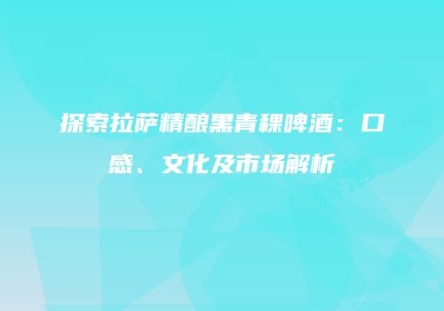 探索拉萨精酿黑青稞啤酒：口感、文化及市场解析