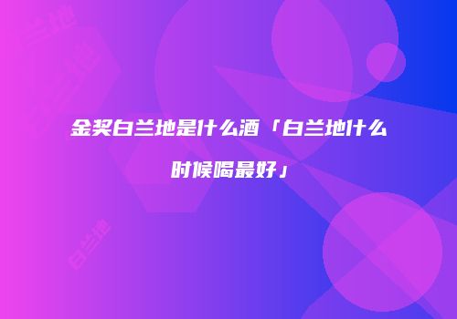 金奖白兰地是什么酒「白兰地什么时候喝最好」