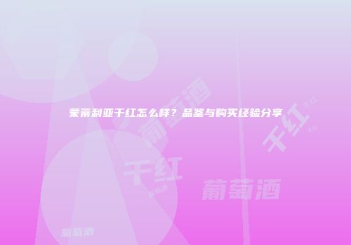 蒙蒂利亚干红怎么样？品鉴与购买经验分享