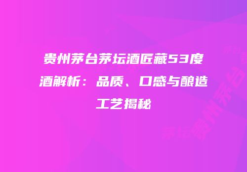 贵州茅台茅坛酒匠藏53度酒解析：品质、口感与酿造工艺揭秘