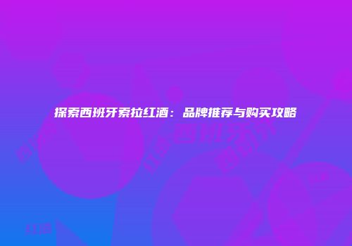 探索西班牙索拉红酒：品牌推荐与购买攻略