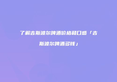 了解吉斯波尔啤酒价格和口感「吉斯波尔啤酒多钱」