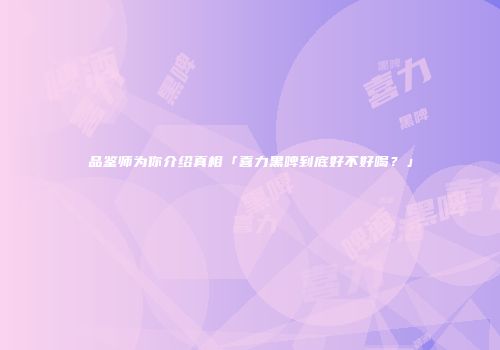 品鉴师为你介绍真相「喜力黑啤到底好不好喝？」
