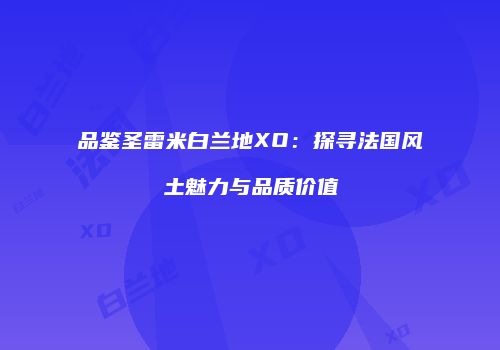 品鉴圣雷米白兰地XO：探寻法国风土魅力与品质价值