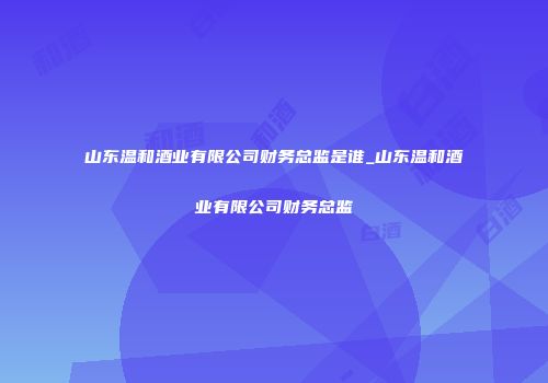 山东温和酒业有限公司财务总监是谁_山东温和酒业有限公司财务总监