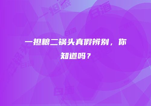 一担粮二锅头真假辨别，你知道吗？
