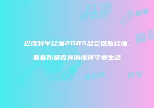 巴隆将军红酒2005品尝这瓶红酒，看看你是否真的懂得享受生活