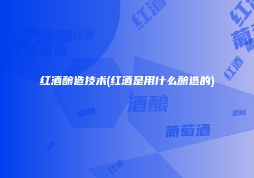 红酒酿造技术(红酒是用什么酿造的)