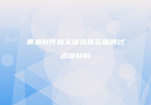 黄酒制作的关键选择正确的过滤器材料