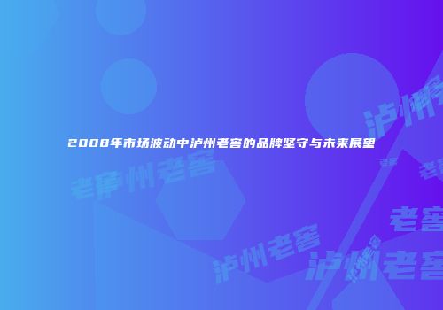 2008年市场波动中泸州老窖的品牌坚守与未来展望