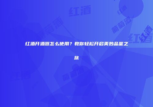 红酒开酒器怎么使用？教你轻松开启美妙品鉴之旅