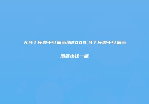 大马丁庄园干红葡萄酒2009,马丁庄园干红葡萄酒多少钱一瓶