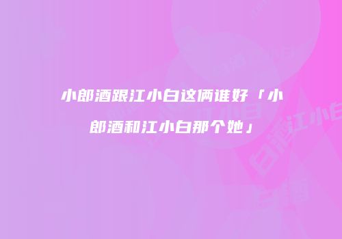 小郎酒跟江小白这俩谁好「小郎酒和江小白那个她」