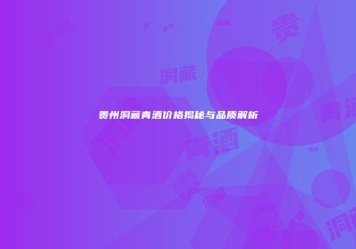 贵州洞藏青酒价格揭秘与品质解析