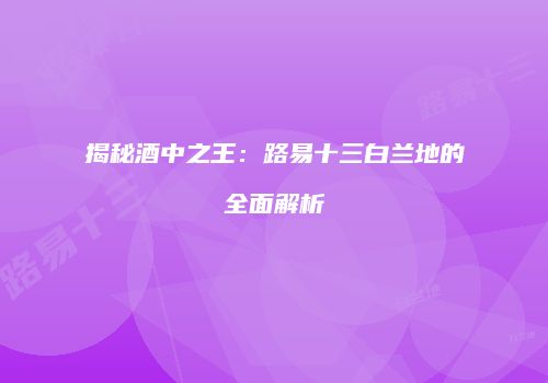 揭秘酒中之王：路易十三白兰地的全面解析