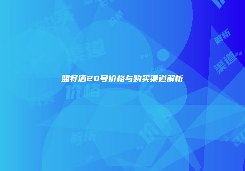 盟将酒20号价格与购买渠道解析