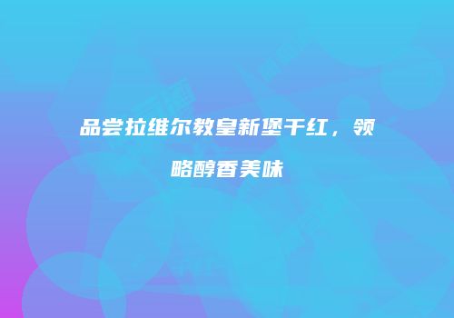 品尝拉维尔教皇新堡干红，领略醇香美味