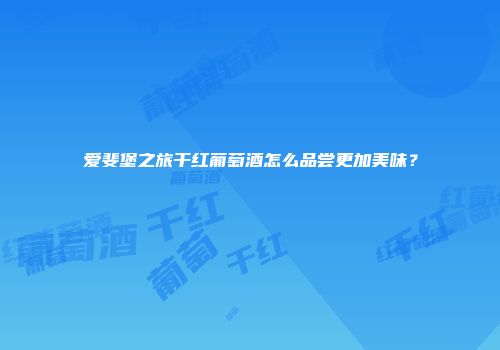 爱斐堡之旅干红葡萄酒怎么品尝更加美味？