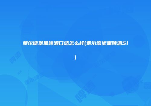费尔德堡黑啤酒口感怎么样(费尔德堡黑啤酒5l)