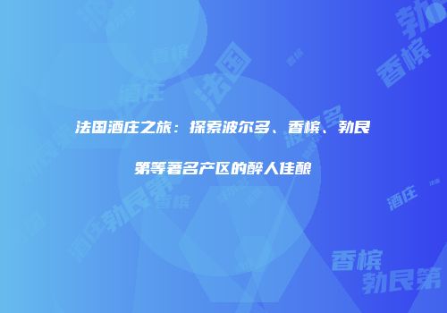 法国酒庄之旅：探索波尔多、香槟、勃艮第等著名产区的醉人佳酿