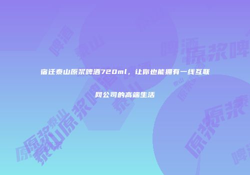 宿迁泰山原浆啤酒720ml，让你也能拥有一线互联网公司的高端生活