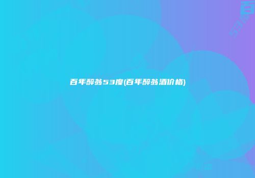 百年醉翁53度(百年醉翁酒价格)