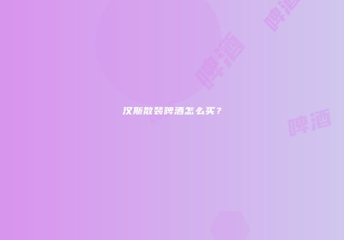 汉斯散装啤酒怎么买？