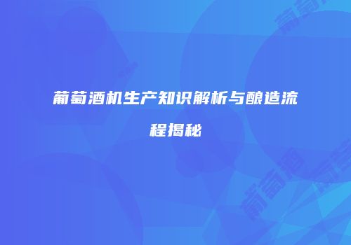 葡萄酒机生产知识解析与酿造流程揭秘