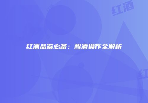 红酒品鉴必备：醒酒操作全解析