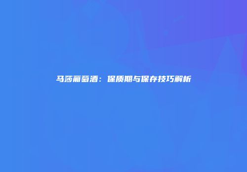 马莎葡萄酒：保质期与保存技巧解析