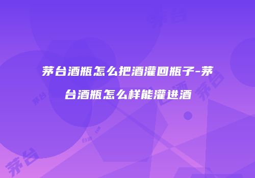 茅台酒瓶怎么把酒灌回瓶子-茅台酒瓶怎么样能灌进酒