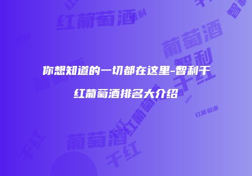 你想知道的一切都在这里-智利干红葡萄酒排名大介绍