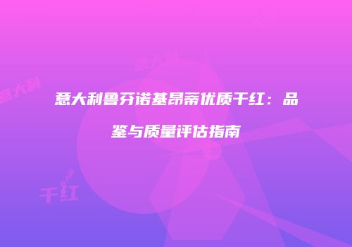 意大利鲁芬诺基昂蒂优质干红：品鉴与质量评估指南