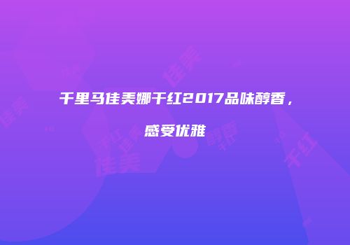 千里马佳美娜干红2017品味醇香，感受优雅