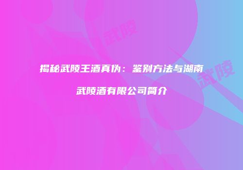揭秘武陵王酒真伪：鉴别方法与湖南武陵酒有限公司简介
