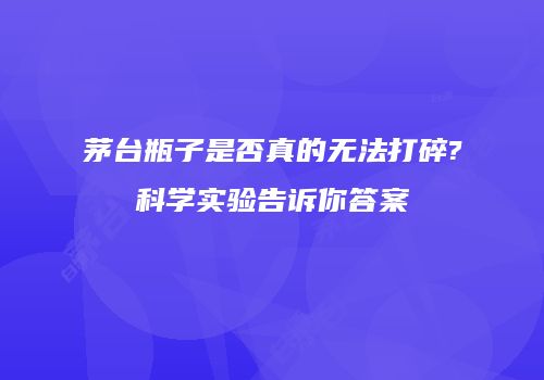 茅台瓶子是否真的无法打碎?科学实验告诉你答案