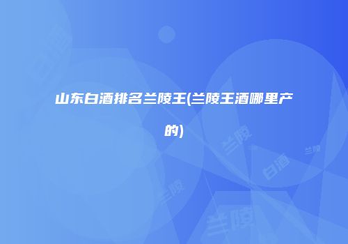 山东白酒排名兰陵王(兰陵王酒哪里产的)