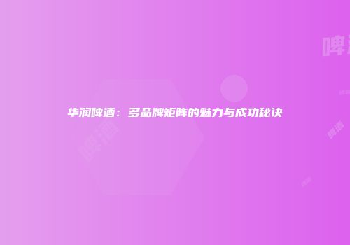 华润啤酒：多品牌矩阵的魅力与成功秘诀