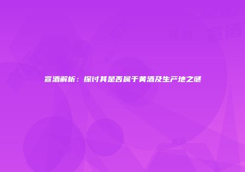 宣酒解析：探讨其是否属于黄酒及生产地之谜