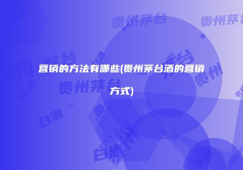 营销的方法有哪些(贵州茅台酒的营销方式)